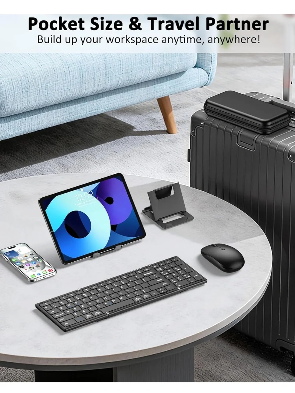Foldable Wireless Keyboard and Mouse Set